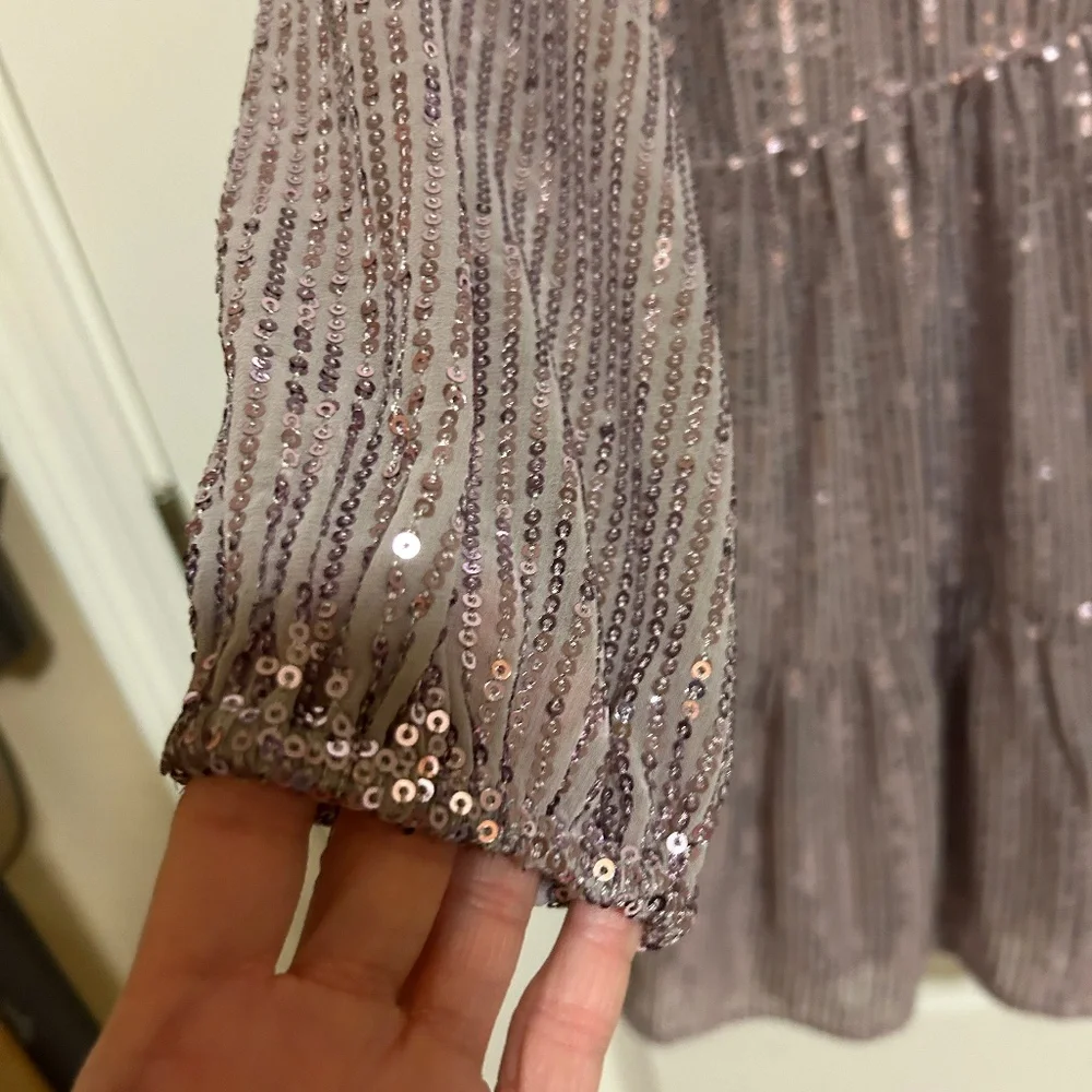 NWT! Women's Anthropologie Maeve Bettina Tiered Sequin Shirt Dres XSP - Picture 5 of 13